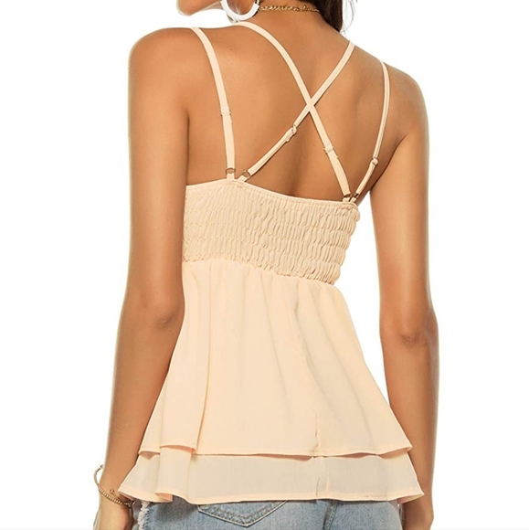 Feager Women Lace V Neck Chiffon Cami Tank Top adjustable Spaghetti Straps. - Picture 3 of 4